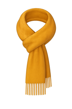 Bufanda mostaza con flecos y pliegues (1) Bufanda mostaza con flecos y pliegues (1)